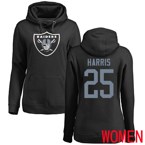 Oakland Raiders Black Women Erik Harris Name and Number Logo NFL Football #25 Pullover Hoodie Sweatshirts->nfl t-shirts->Sports Accessory